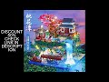 3320 Pcs Tree House Mini Diamond Block Particle Peach Blossom Pool Traditional With Light Chinese Ar