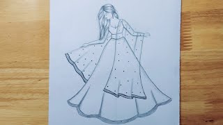 رسومات بنات||رسم بنت كيوت مع زى هندى||رسم بالقلم الرصاص للمبتدئين خطوه بخطوه