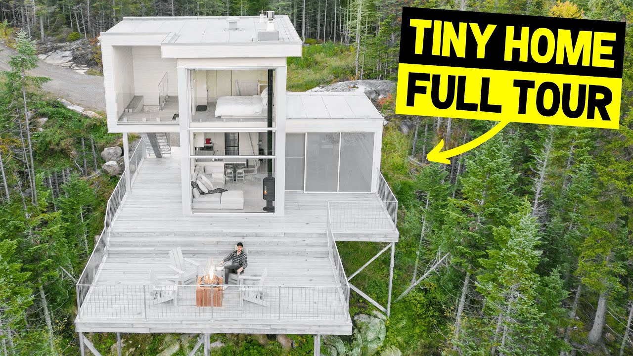 Inside a 300sqft Mountain Top MICRO CHALET in Canada! (Tiny Home Tour)