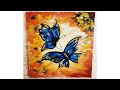 Как легко нарисовать на холсте бабочек, акрилом. Мастер класс, интерьерные картины красками.
