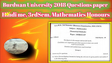 CC07, Questions paper of Burdwan University (mathematics,2018)
