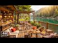 Stress Relief with Calm February Morning Jazz 🍃 Outdoor Coffee Shop Ambience &amp; Smooth Jazz Music