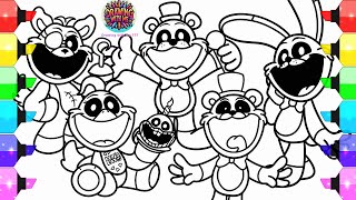 Poppy Playtime Chapter 3 Coloring Pages/ Five Nights at Freddy's 1 Animatronics as Smiling Critters