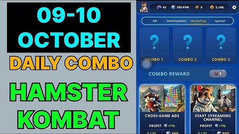 HAMSTER KOMBAT GAMEDEV DAILY COMBO | HAMSTER KOMBAT DAILY COMBO | 09 OCTOBER HAMSTER DAILY COMBO