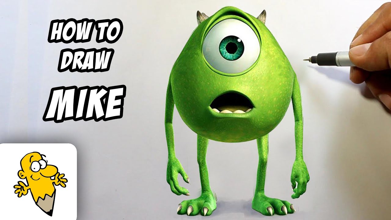 How to draw Mike Wazowski in 3D [Monster University] drawing tutorial