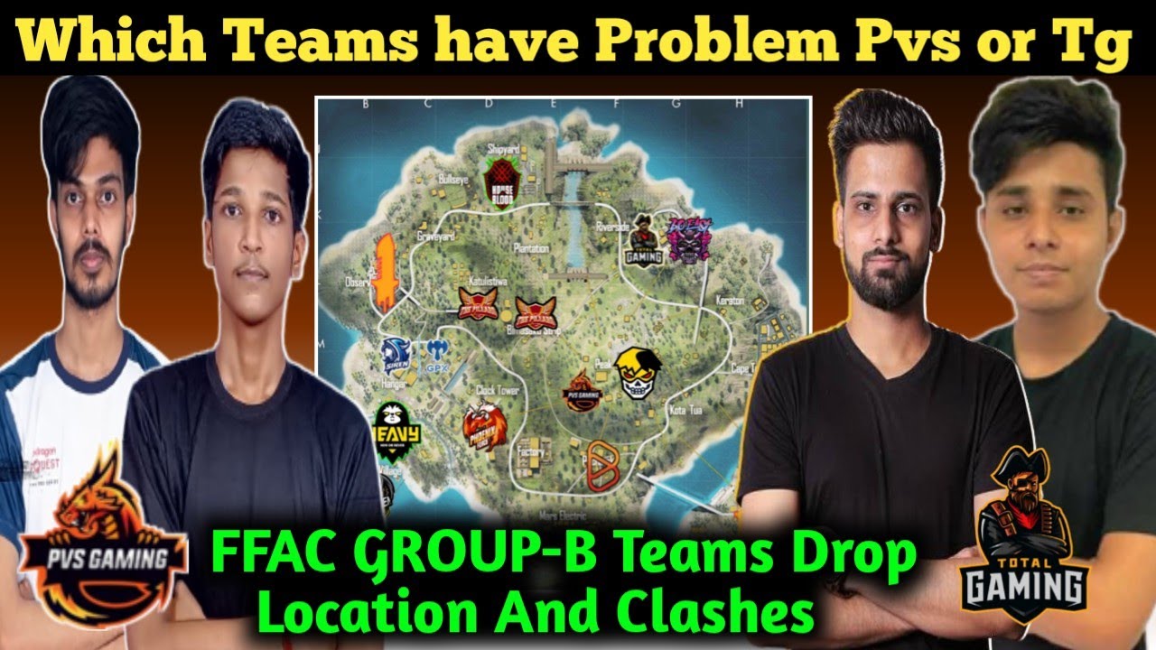 FFAC GROUP-B  Teams  Drop Location and team clashes | Tg vs Do easy , Pvs vs Cggg  clash landing