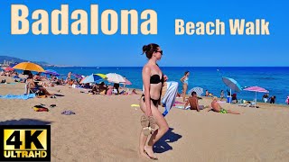 ☀️Badalona Beach Walk 4K, Barcelona Spain