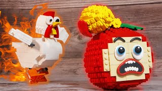 Apu & GOLDEN Eggs Heist : Running Out of Angry Chicken Mom || Lego Adventures