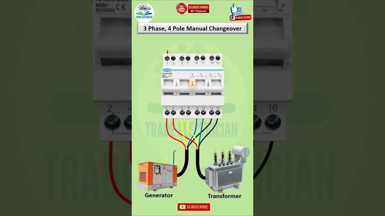 3 Phase 4 Pole Changeover Switch Connection Trade Electrician