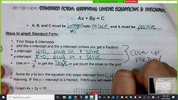 Unit 3 Day 4-5 Video Lesson - Graphing Linear Equations & Inequalities