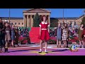 2017 thanksgiving parade annie tahlia ellie red dress