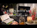 Study with me   warming fireplace  rainy night  1hour real time