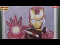 How to draw realistic Ironman ll How to draw Iron man with Oil pastel colours step by step tutorial