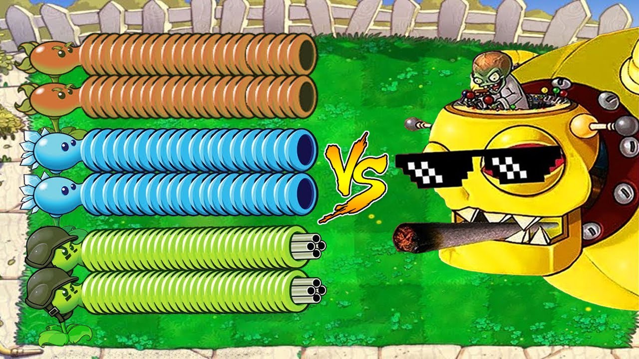 Gatling Pea Vs Snow Pea Vs Repeater Vs All Zombies Vs Dr Zomboss Plants ...