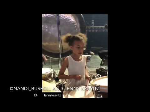 9 year old drummer jams with Lenny Kravitz at the O2 Arena in London - Nandi Bushell
