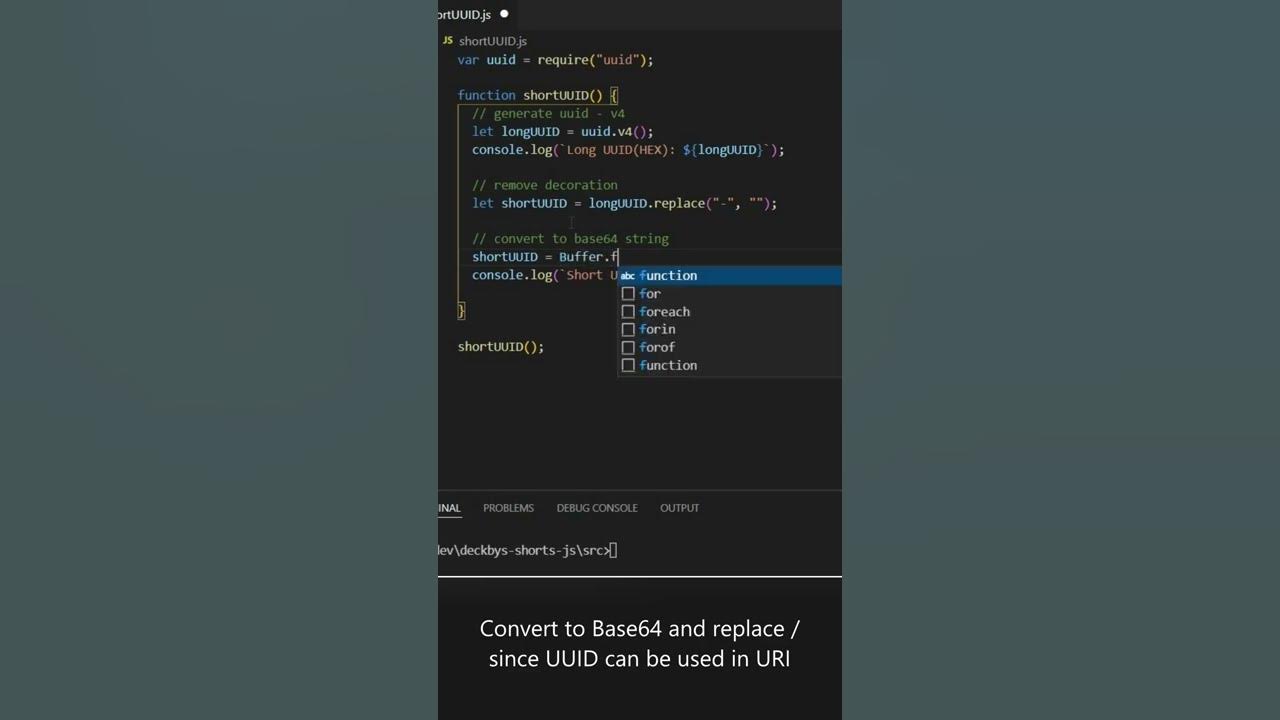 Generate Short UUID - Learn JavaScript #shorts - YouTube