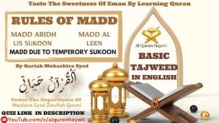 Madd Due To temporary sukoon : MADD AL ARIDH LIS SUKOON & MADD AL LEEN - Basic Tajweed In English