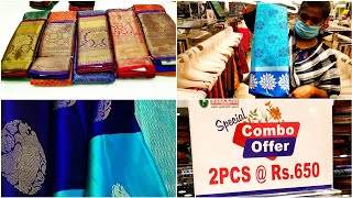 POTHYS 2 PC COMBO OFFER KORA MUSLIN sarees KORA silk|TISSUE SILK|CHIFFON COTTON SARRES|TISSUE COTTON