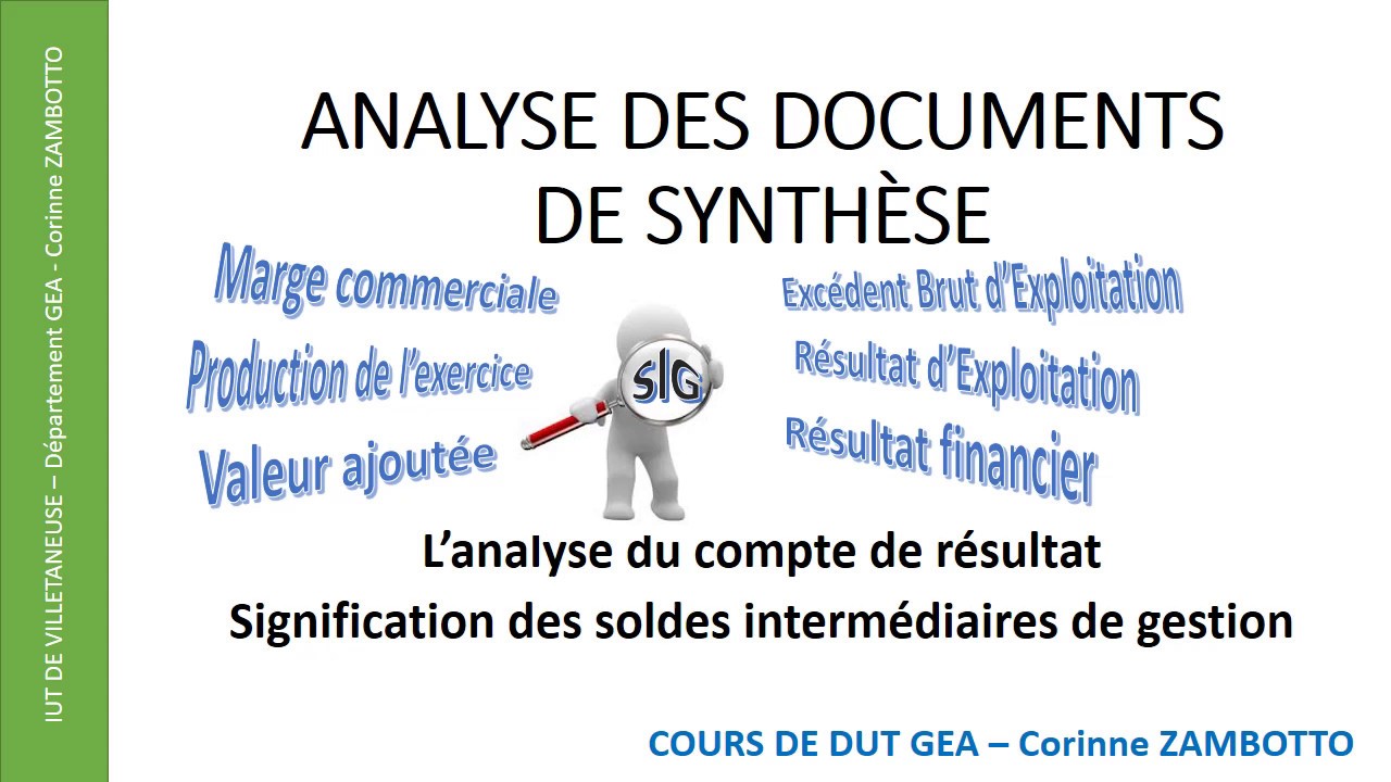 7.3. Cours d'analyse financière - TSIG SIGNIFICATION DES SOLDES DUT GEA