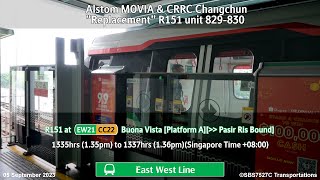 [SMRT TR] Alstom MOVIA R151 829-830 at Buona Vista Platform A (Eastbound)