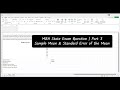 MBA Stats Problem Calculating Sample Mean & Standard Error in Excel Part 3