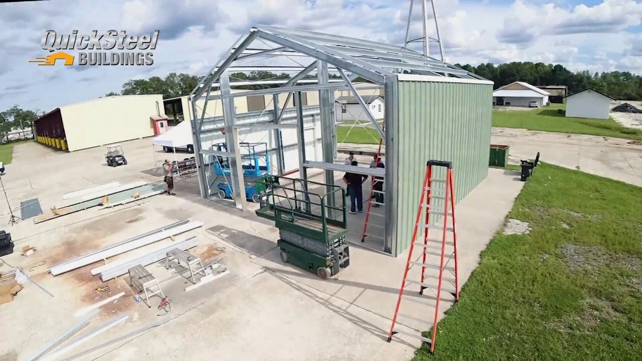 See How Simple it is to put up a Steel Building - Time Lapse HD - YouTube