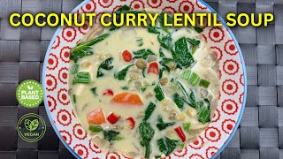 Coconut Curry Lentil Soup - #plantbased based and #onepotdish