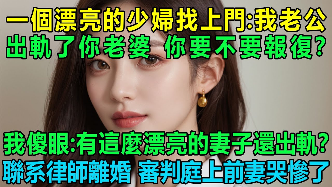 一個漂亮的少婦找上門：我老公出軌了你老婆了，你要不要報復？我傻眼：有這麼漂亮的妻子還出軌？我轉頭聯系律師離婚審判庭上前妻哭慘了！