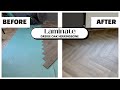 How To Install Greige Oak Herringbone Laminate Flooring - Time Lapse [NO GLUE!]