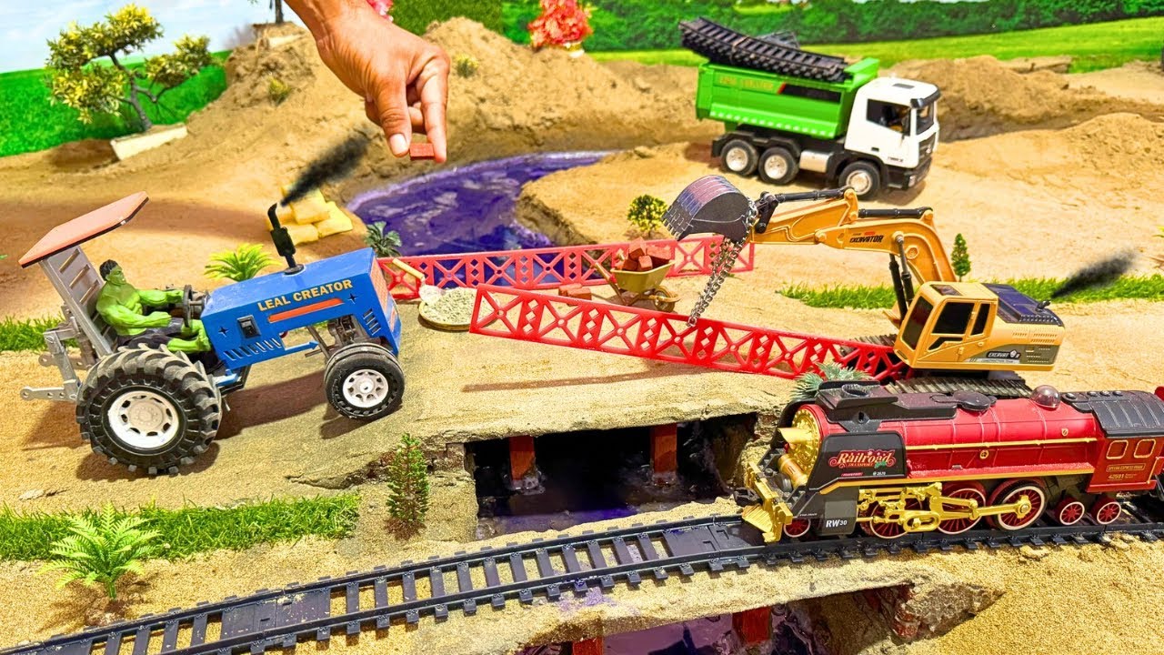 metal railing bridge construction and DIY Mini Truck making bricks science project @lealcreator932 