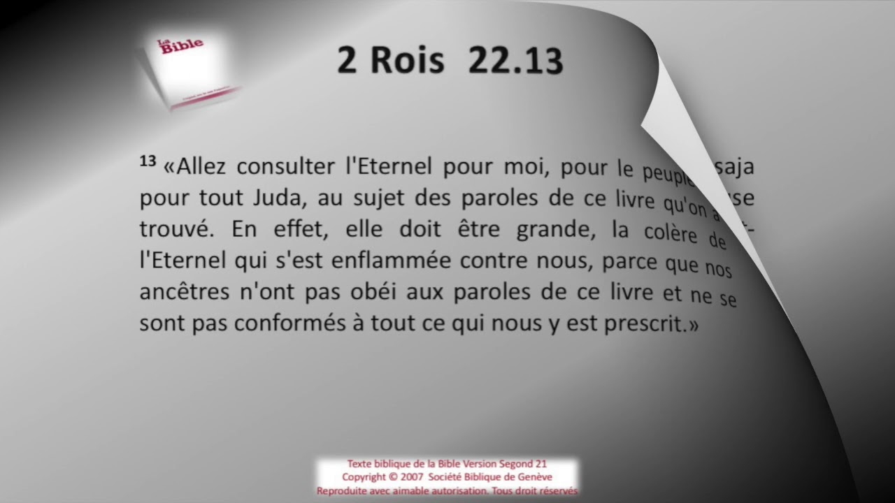 12 Le second livre des Rois chap 22 Sg21 Texte déroulant et l'audio ...