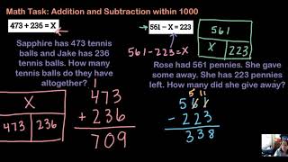 Addition and Subtraction within 1000 Math Task