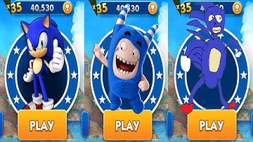 Sonic Dash vs Go Sanic Goo vs Oddbods Turbo Run - All Characters Unlocked and Fully Upgraded