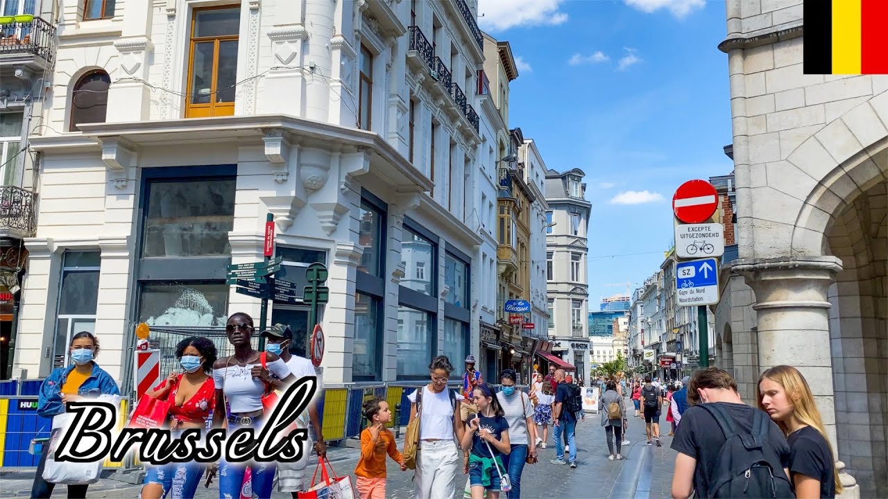 🇧🇪Brussels Summer Walk - around Brussels Stock Exchange  -【4K 60fps】