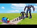 Big &amp; Small Optimus Prime Transformer vs Train Thomas | BeamNG.Drive