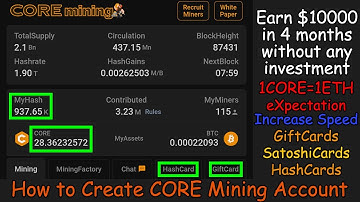 Create CORE Mining Account and Earn $10000 in 4 Months Without Any Investment