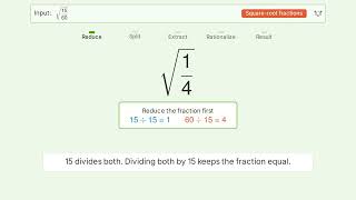 Details Simplify sqrt(15/60) - Square Root of a Fraction | Tiger Algebra Solver Update