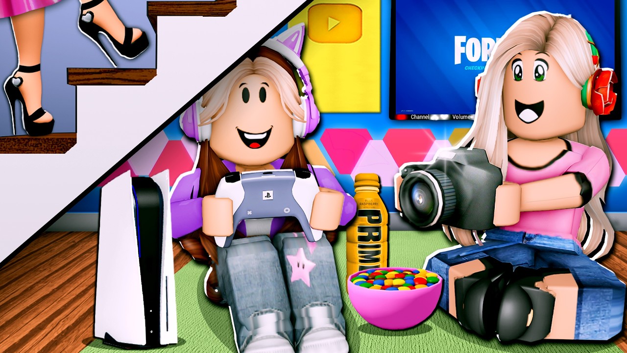 My Family ADOPTED A YOUTUBER... I Built Her A SECRET GAMING ROOM! (Roblox)