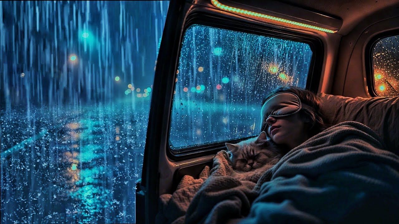 Cozy Night Rain Inside Car 🚗 Rain Sounds in Car with Thunder | Deep Sleep Cure