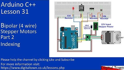 #166 Arduino C++ Lesson 31 - Bipolar stepper motors Part2 - indexing