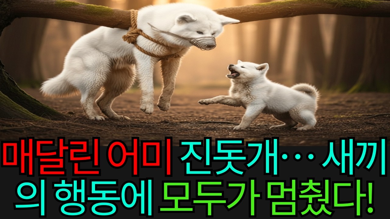 나뭇가지에 묶여 매달린 어미 진돗개… 그 순간, 새끼의 목숨 건 행동에 모두가 숨을 죽였다!