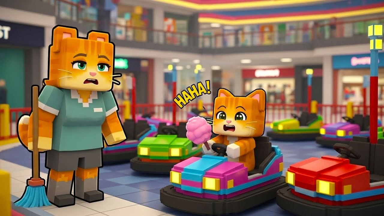 Ginger Crashed the Bumper Car 😆 Mama Cat Got Angry! | Ginger Minecraft Story