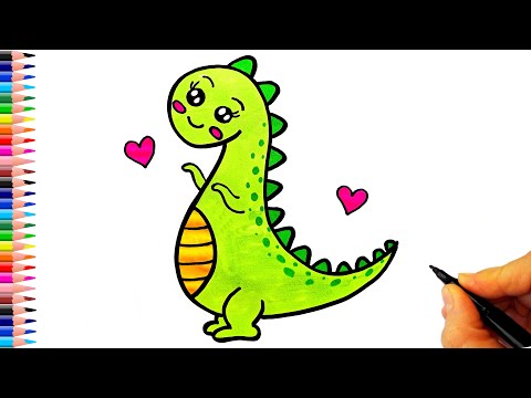 Sevimli Dinozor Çizimi - Drawing Dinosaur - Dinozor Resmi Çizimi - Dinozor Nasıl Çizilir?