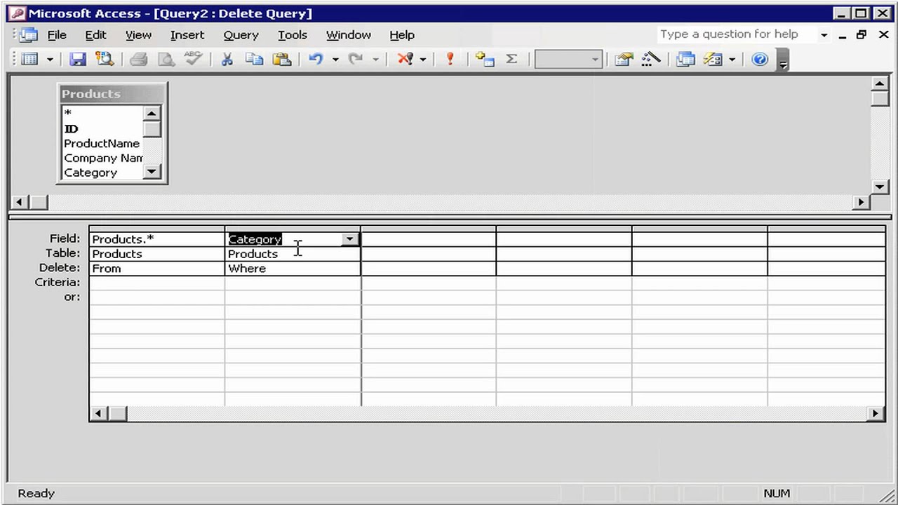 استعلام الحذف Delete Query Access 2003 YouTube