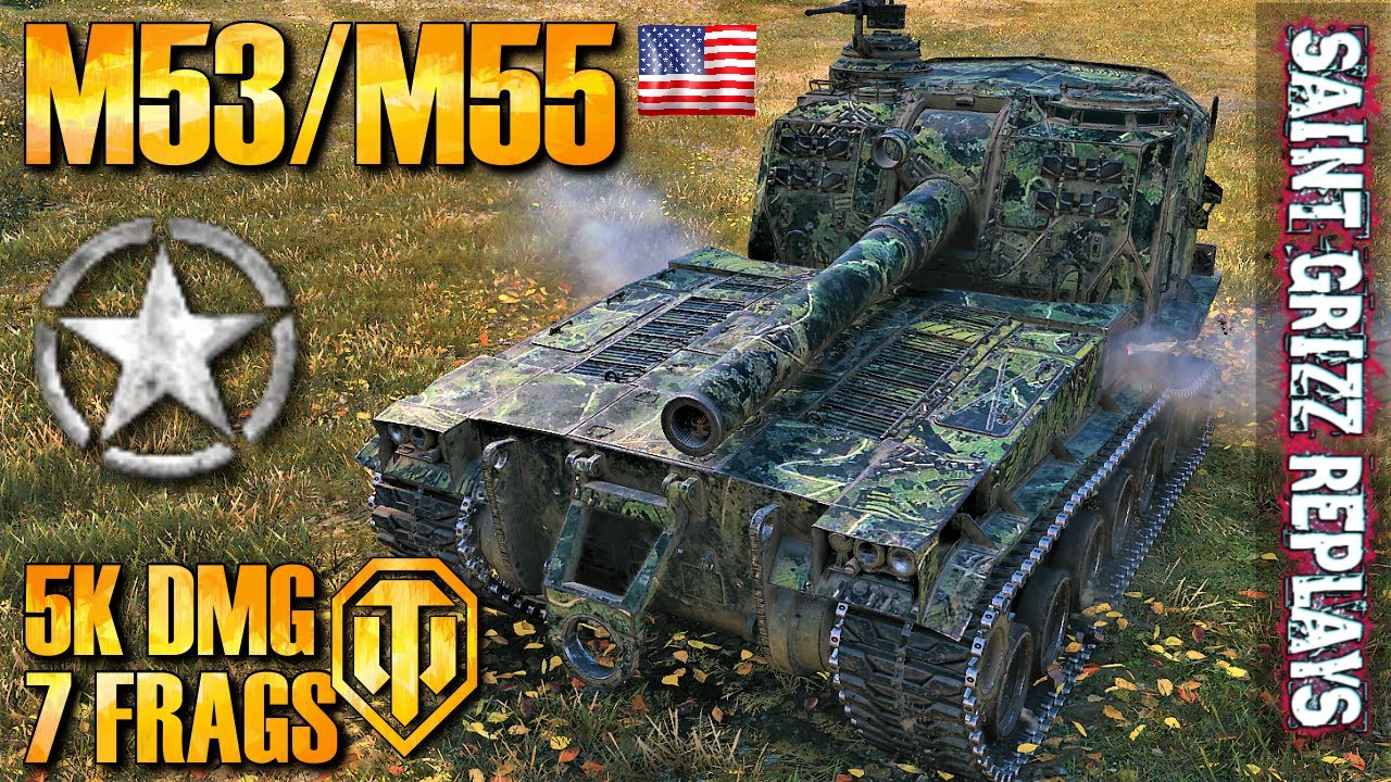 WoT M53/M55 Gameplay ♦ 7 Frags 5k Dmg ♦ SPG Arty Review