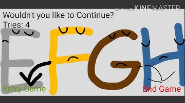 Alphabet Adventures (PC bootleg): Continue and Game Over Player as E F G and H