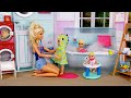 Barbie  ken doll family night routine  playground adventure