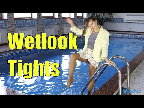 Wetlook stylish girl in Pool | Wetlook tights | Wetlook blouse