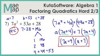 KutaSoftware: Algebra 1- Factoring Quadratics Hard Part 2