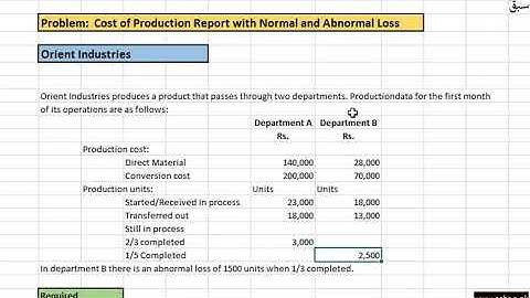 Problem 06: Normal Loss, Accounting Lecture | Sabaq.pk